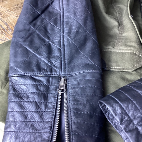 ❤️🇬🇧BNNT CELTIC & CO REAL” leather/cotton biker jacket. US12. UK16. Khaki/blk - Picture 6 of 14